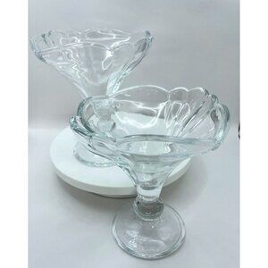 Vintage Rastal Fan Flair Glass Ice Cream Dessert Cups, Set of 2 Fruit Bowls